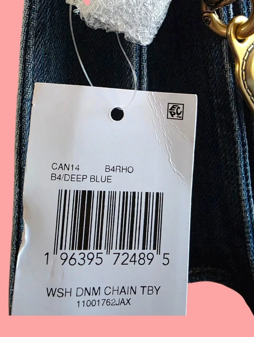 COACH Chain Tabby Denim Shoulder Bag Deep Blue Jean Wash NEW